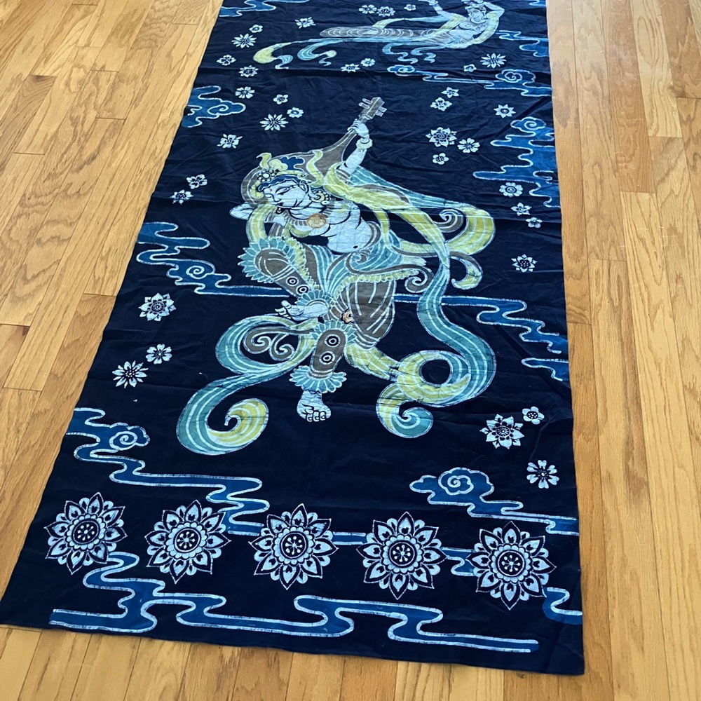 Elegant Blue Fiber Art Panel